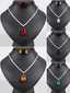 18K Gold Plated Copper Teardrop Zirconia Jewelry Set - Multi-Color Zirconia Necklace and Earrings thumbnail 1