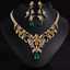 18k Gold Plated Brass Floral Vine Teardrop Gem Jewelry Set for Brides thumbnail 1