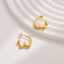 Exquisite retro women's clothing accessories: irregular asymmetric 18k gold-plated stud stainless steel pearl fashion jewelry earrings thumbnail 2