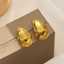 Fashionable, thick stainless steel irregular hammered pattern women's stud earrings, 18k gold-plated fashion jewelry earrings thumbnail 2