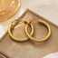 Classic punk circular texture 18k gold-plated C-shaped women's stainless steel hoop fashion accessory earrings thumbnail 2