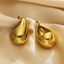 High-quality thick customized 18k gold-plated women's stainless steel hollow water drop earrings, fashionable jewelry earrings thumbnail 1