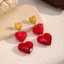 Gold and Red Stainless Steel Heart Earrings for Women thumbnail 1