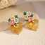 Gold Stainless Steel Floral Heart Earrings thumbnail 3