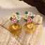 Gold Stainless Steel Floral Heart Earrings thumbnail 1