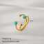 Gold Plated Stainless Steel Open Ring with Turquoise Style thumbnail 3