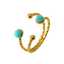 Gold Plated Stainless Steel Open Ring with Turquoise Style thumbnail 2