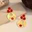 Gold Stainless Steel Dangle Earrings for Women with Red Flower thumbnail 1