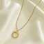 Lonceen Gold Plated Stainless Steel Circle Crystal Pendant Necklace – Minimalist Modern Jewelry thumbnail 1