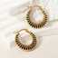 Gold Stainless Steel Earrings White Enamel Hoop thumbnail 2