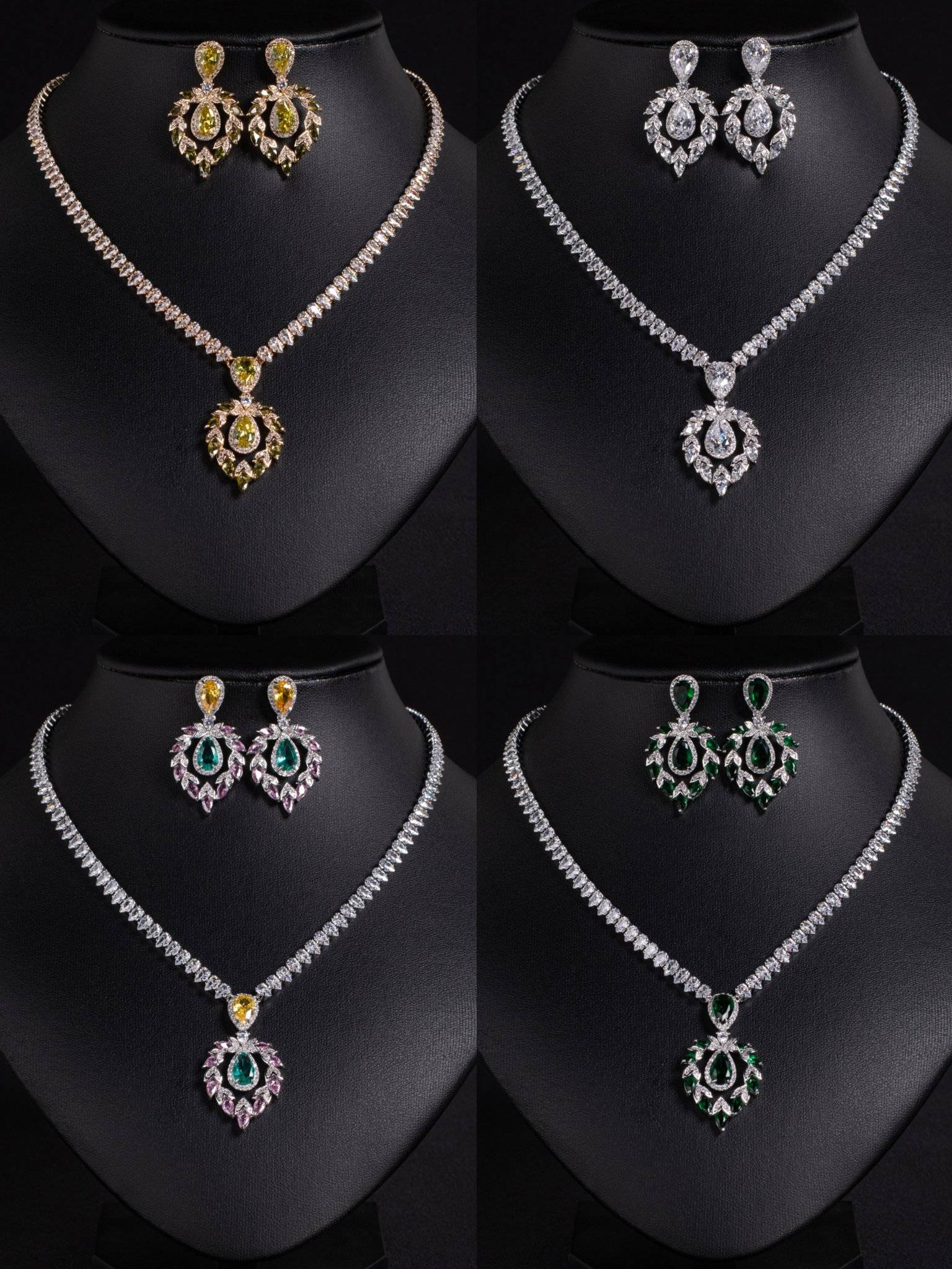 Wedding Jewelry Sets for Brides 18k Gold Multi Color Zircon