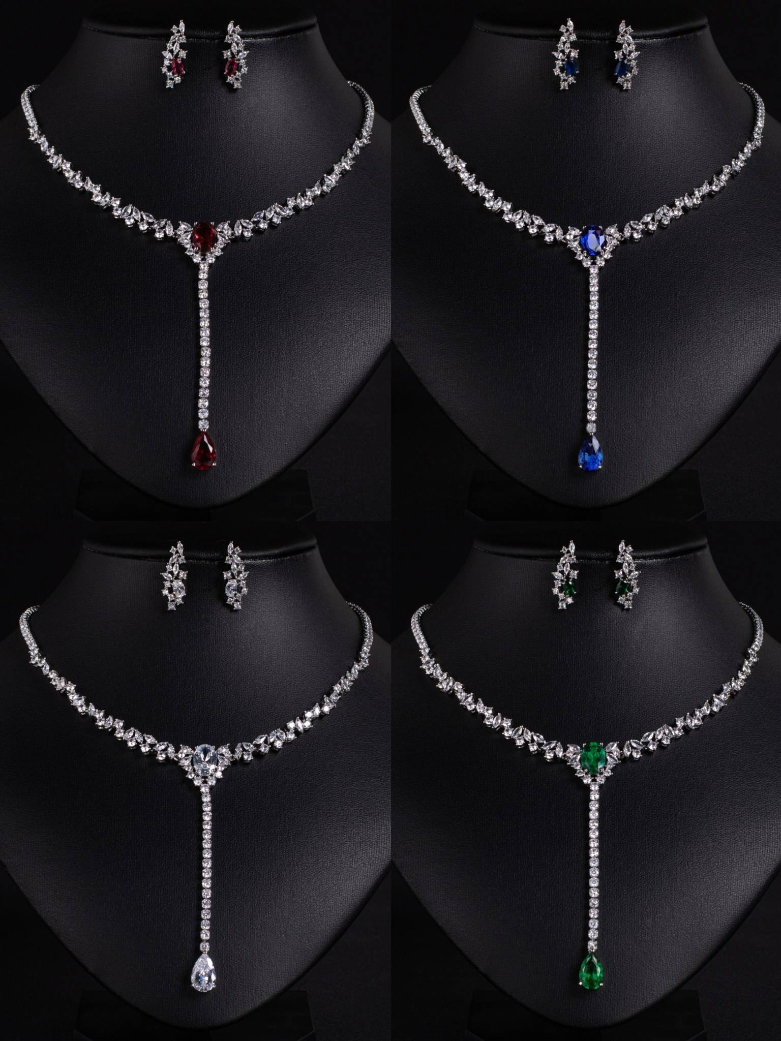 Wedding Jewelry Sets for Brides 18k Gold Teardrop Zircon Set