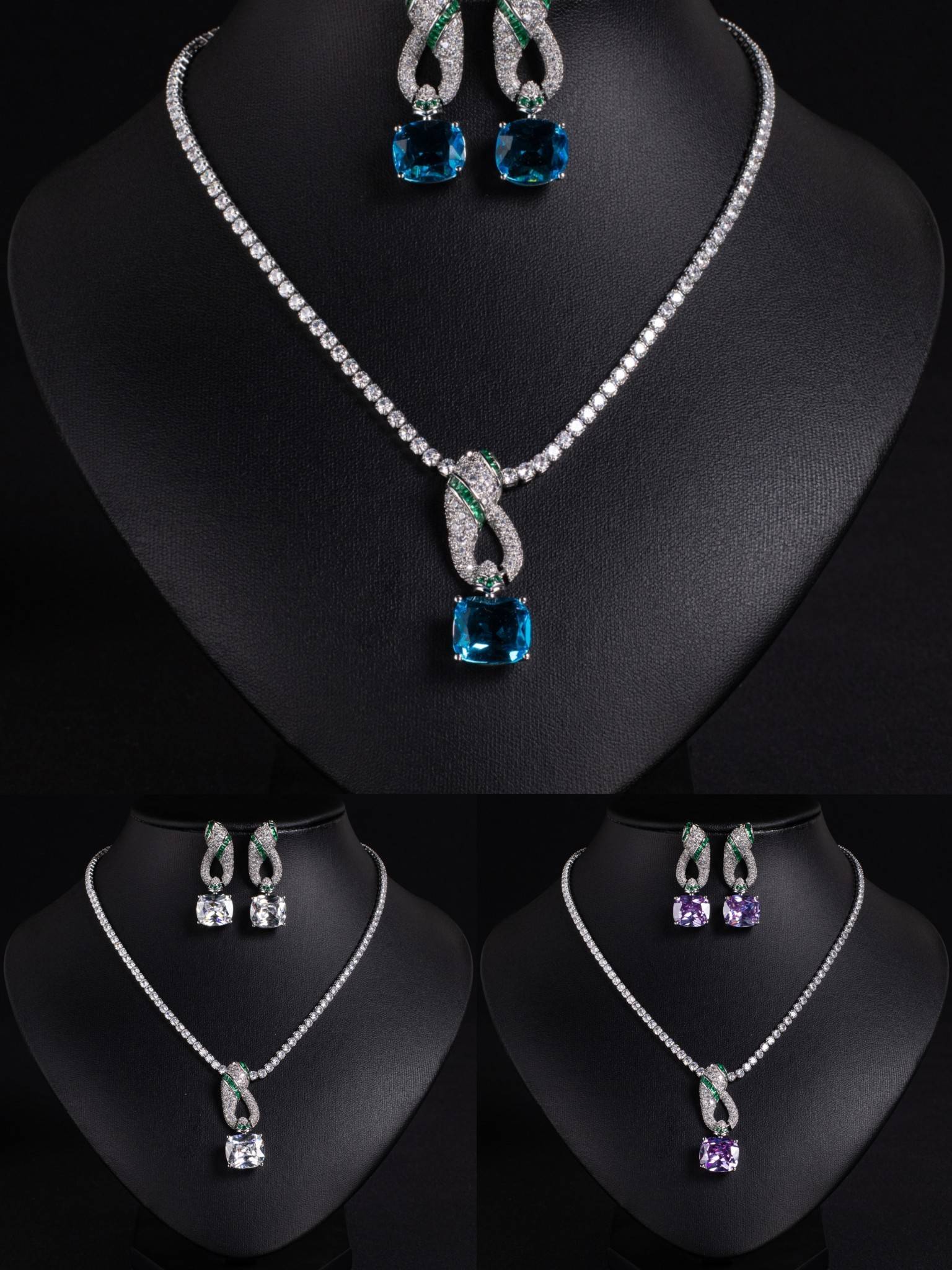 Wedding Jewelry Sets for Brides 18k Gold Vintage Zircon Set