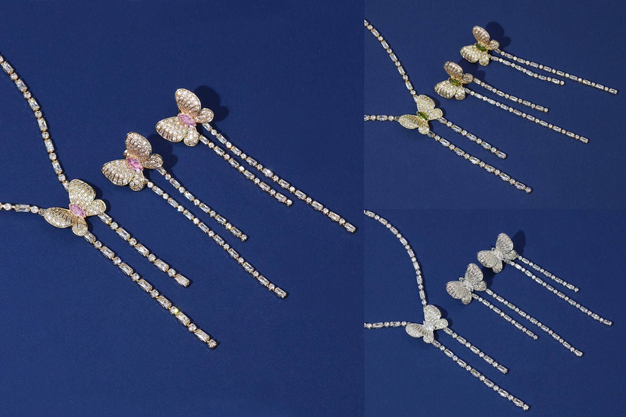 Wedding Jewelry Sets for Brides 18k Gold Plated Butterfly Zircon