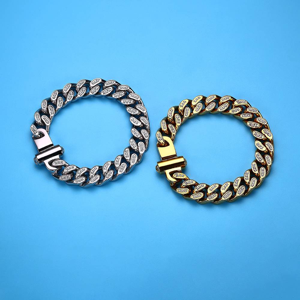 Men's Streetwear Hip Hop 18K Gold Plated Stainless Steel Curb Bracelet