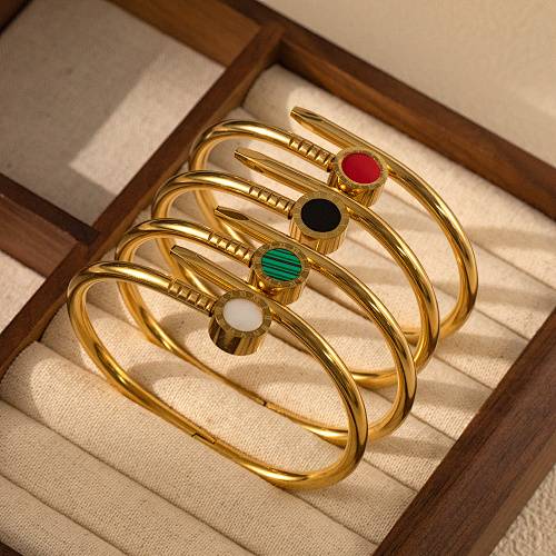 18k Gold Stainless Steel Roman Enamel Bracelet for Women