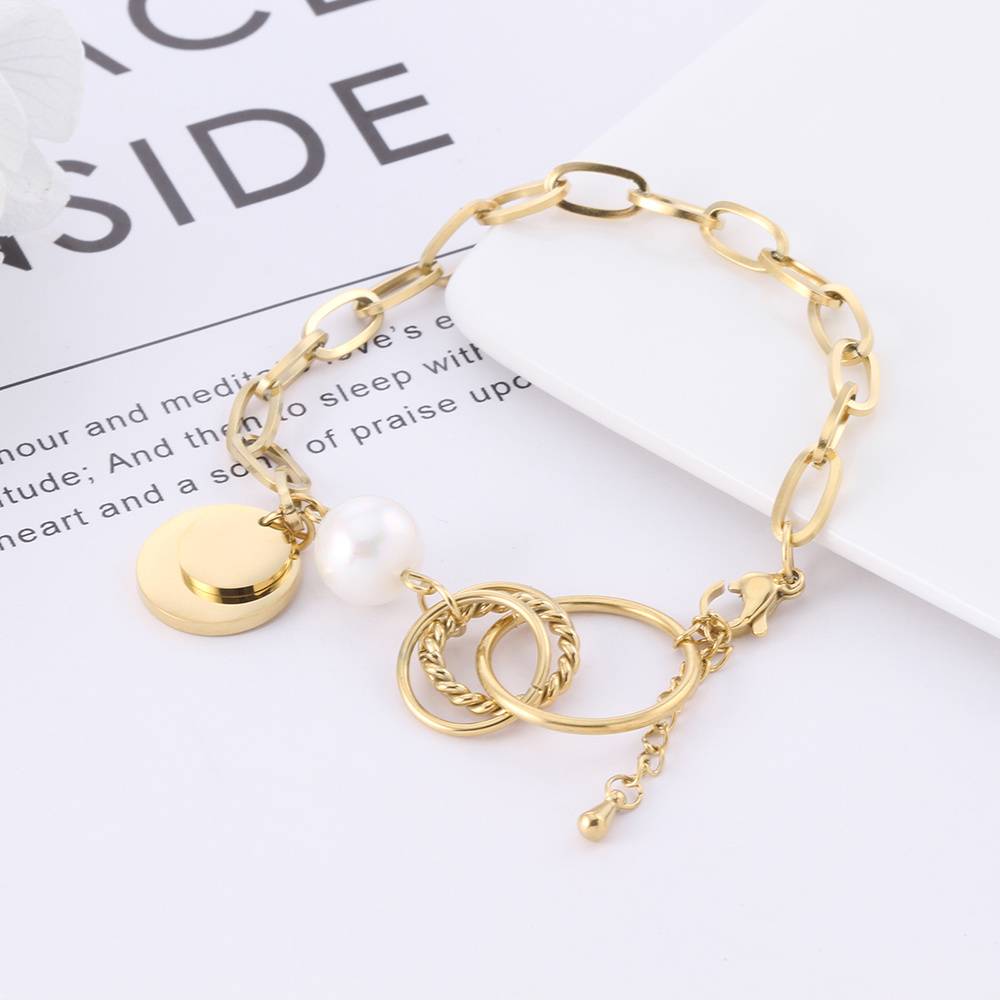 Lonceen Fashion Gold Pearl Charm Bracelet: Elegance Redefined