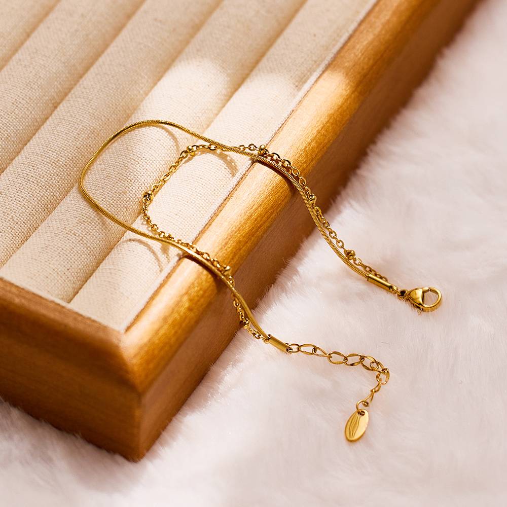 Layered Wholesale Waterproof Custom Designer Women's Stainless Steel Fashion Jewelry Chain Bracelet