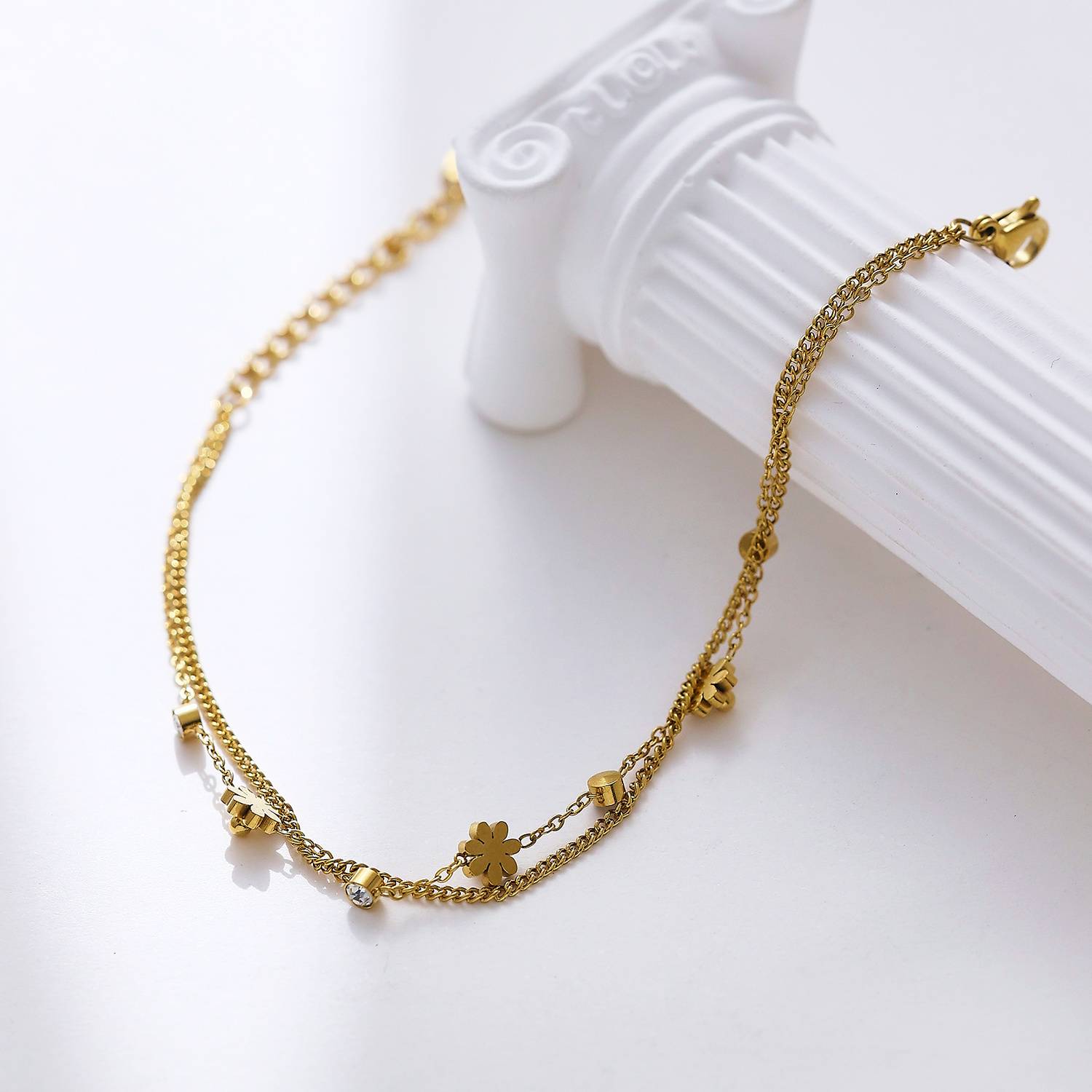 Stainless Steel 18k Gold Plated Zircon Fashionable and Elegant Jewelry Women's Bracelet