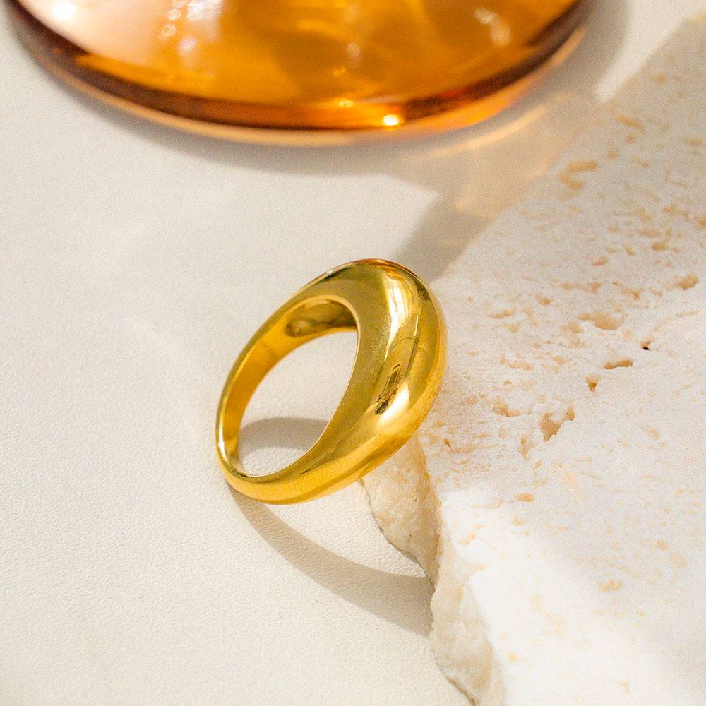 Jewelry engagement thick 18k gold-plated women's thick luster couple stainless steel fashion jewelry ring