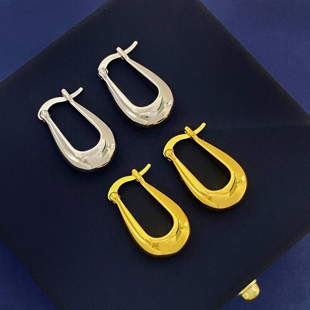 Lonceen Sleek Curved Pocket-Shape Hoop Earrings