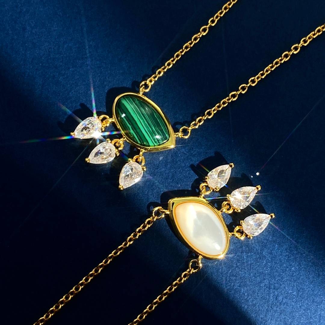 Lonceen Radiant Gemstone & Zircon Pendant Necklaces 