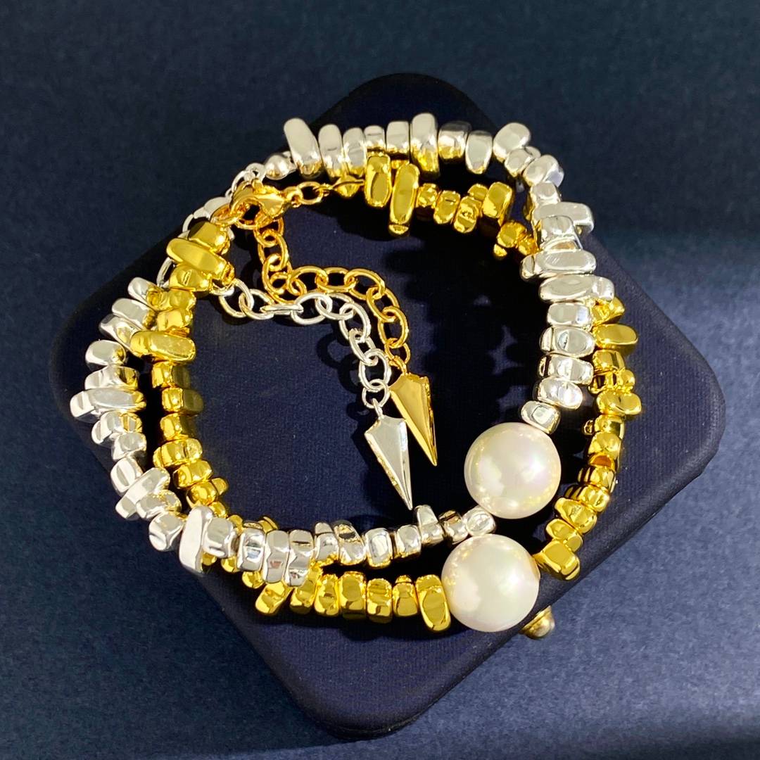 Lonceen Charming Crushed-Stone & Pearl Bracelets