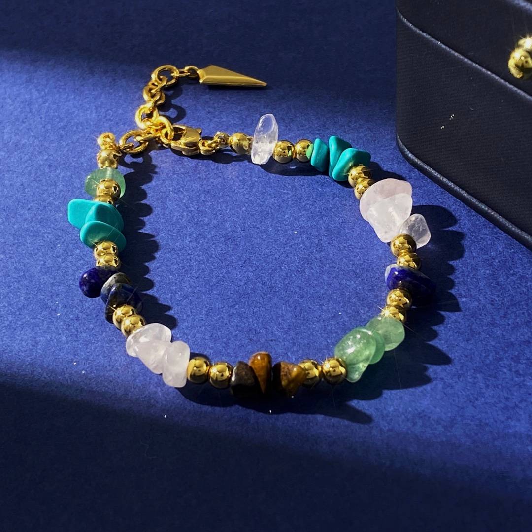 Lonceen Vibrant Multi-Gem Crushed-Stone Bracelet