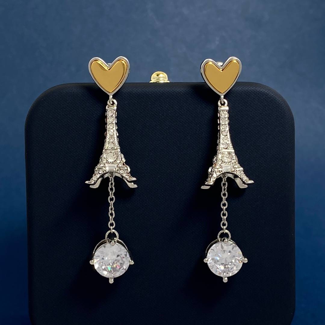 Lonceen Romantic Eiffel Tower & Heart Drop Earrings