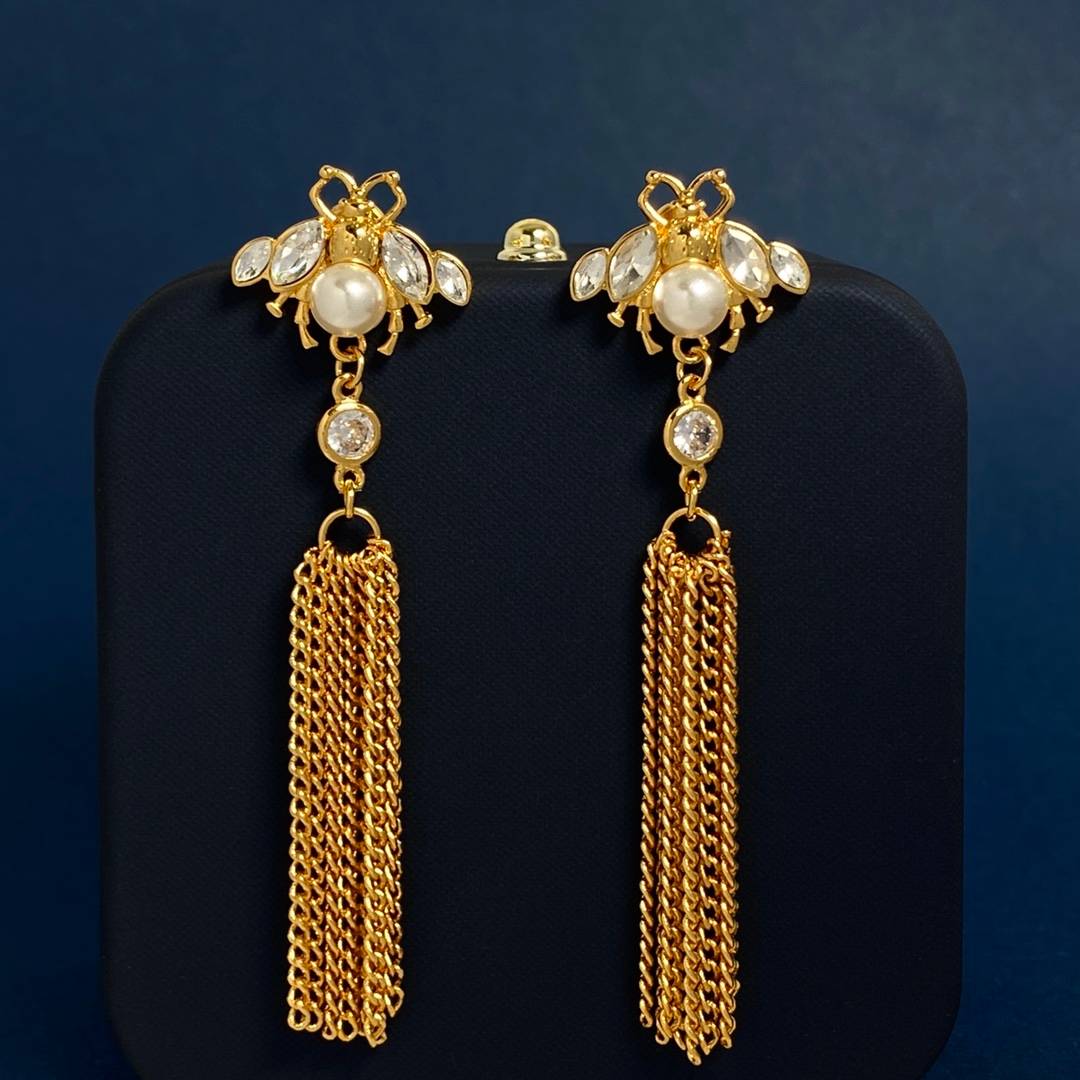 Lonceen Playful Bee & Tassel Drop Earrings