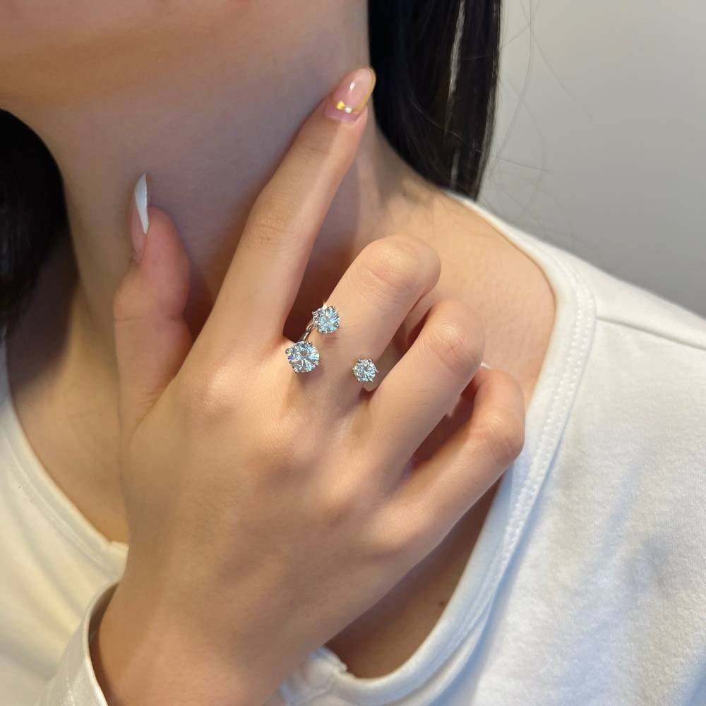 Modern Open Band Moissanite Ring in 925 Silver 