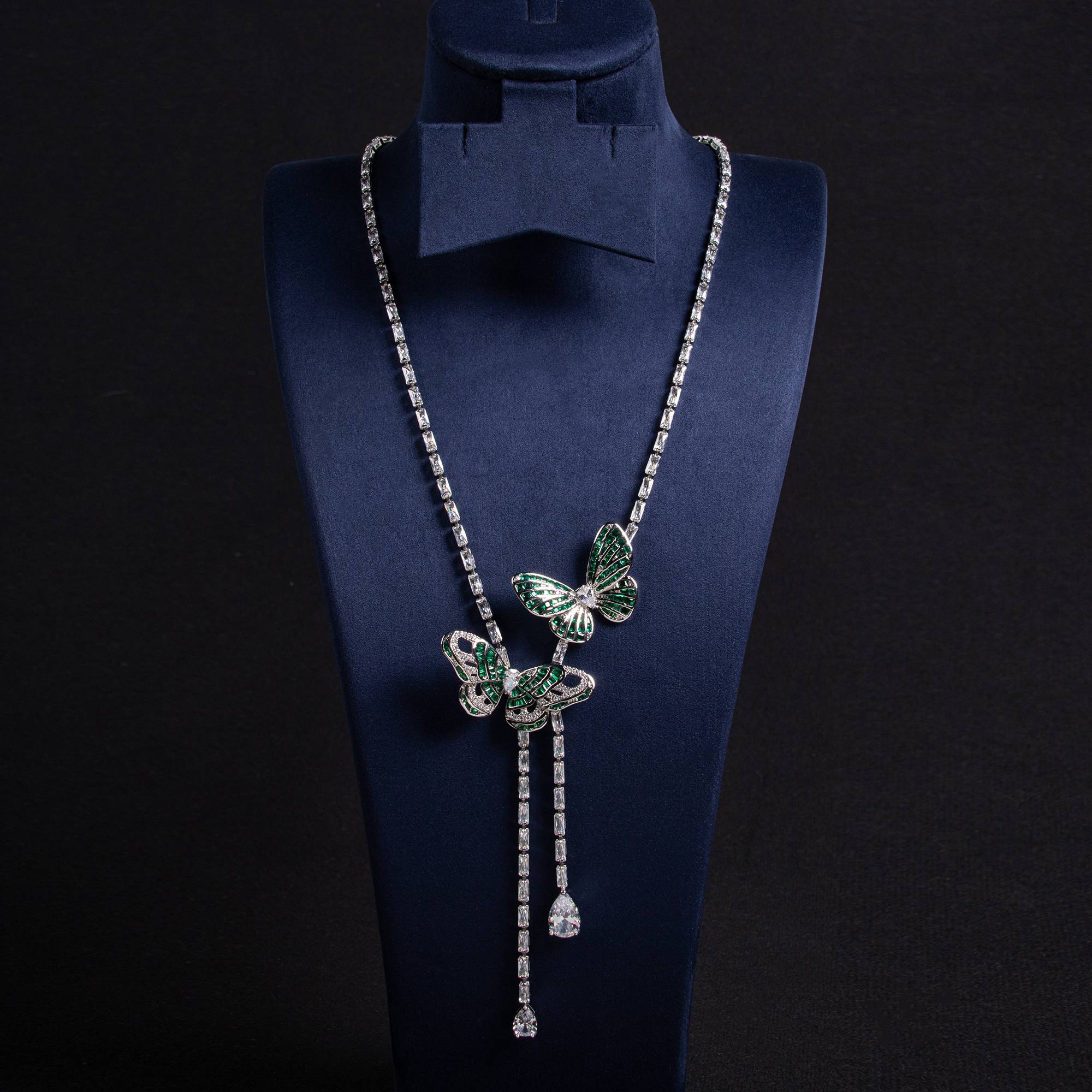 Womens Necklaces 18k Gold Plated Copper Double Butterfly Zircon