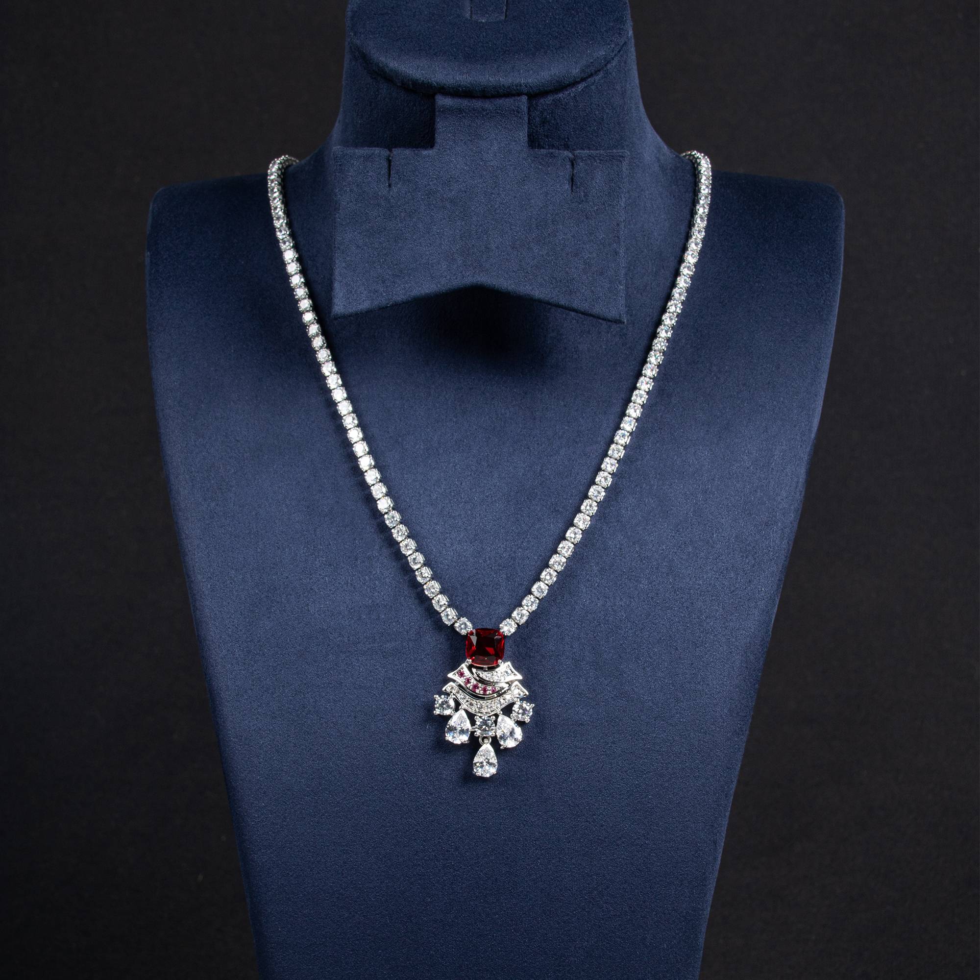 Multi Color Full Zircon 18k Gold Plated Copper Womens Necklace