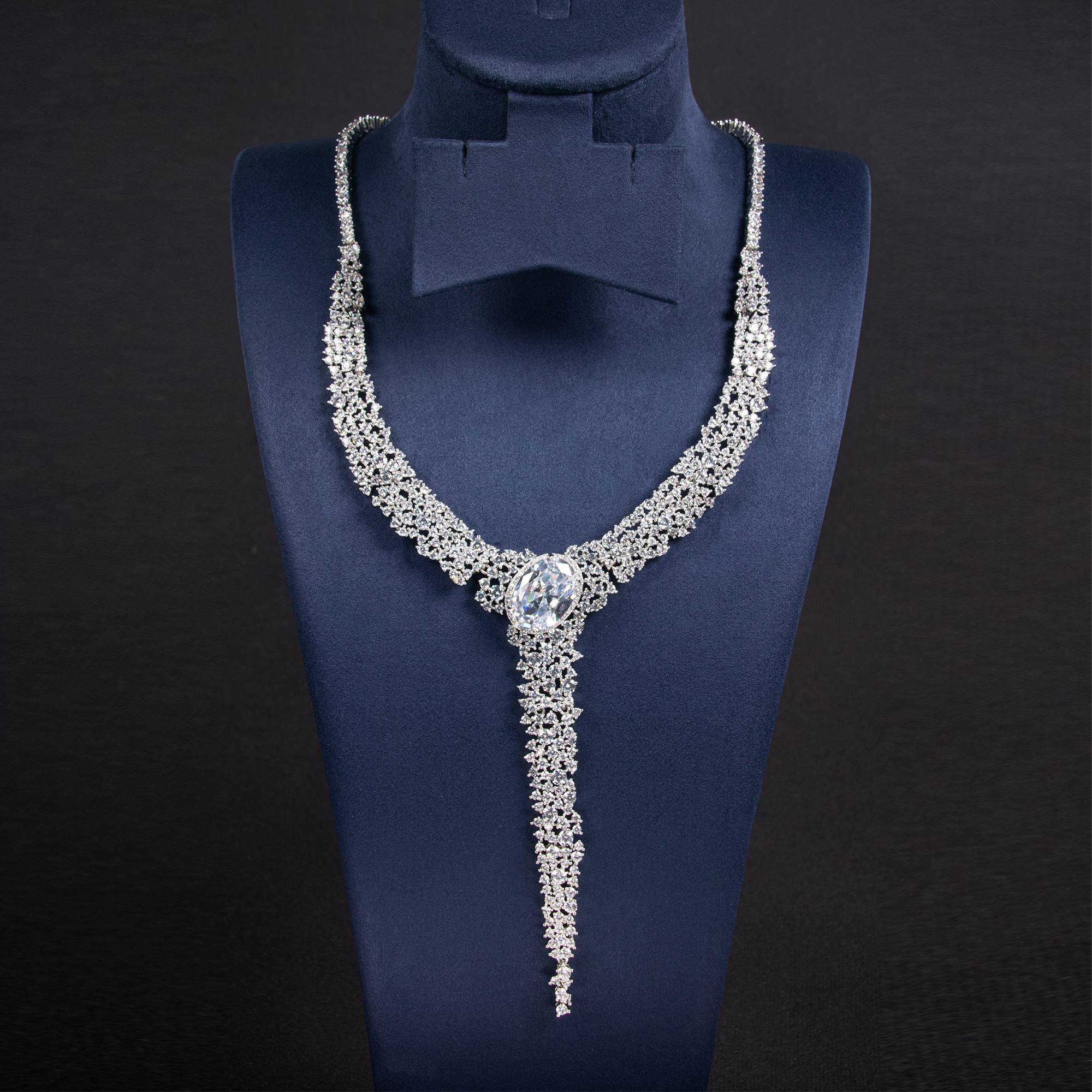18k Gold Plated Copper Zircon Tassel Necklace for Women