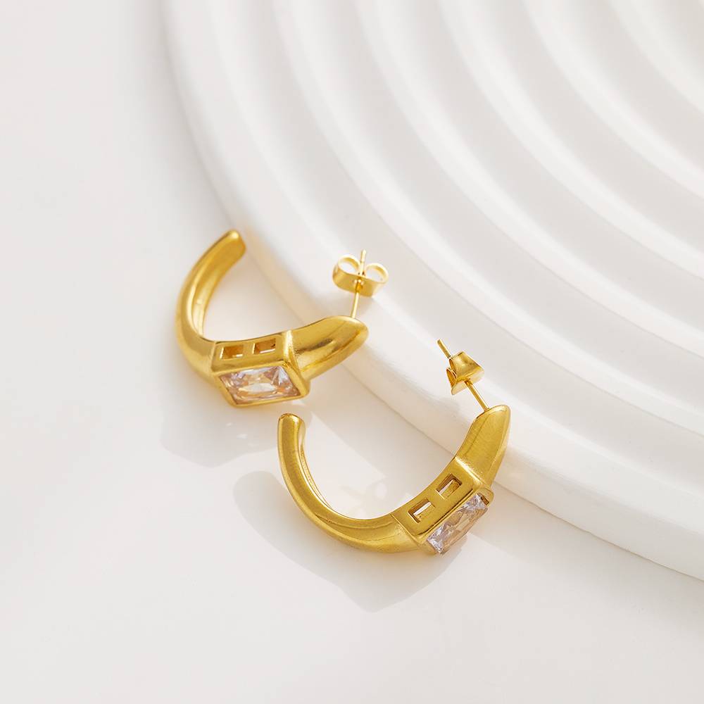 Custom 18k gold-plated hoop earrings for women - vintage luxury boutique stainless steel fashion jewelry
