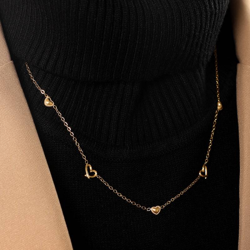 Gold Stainless Steel Small Heart Necklace