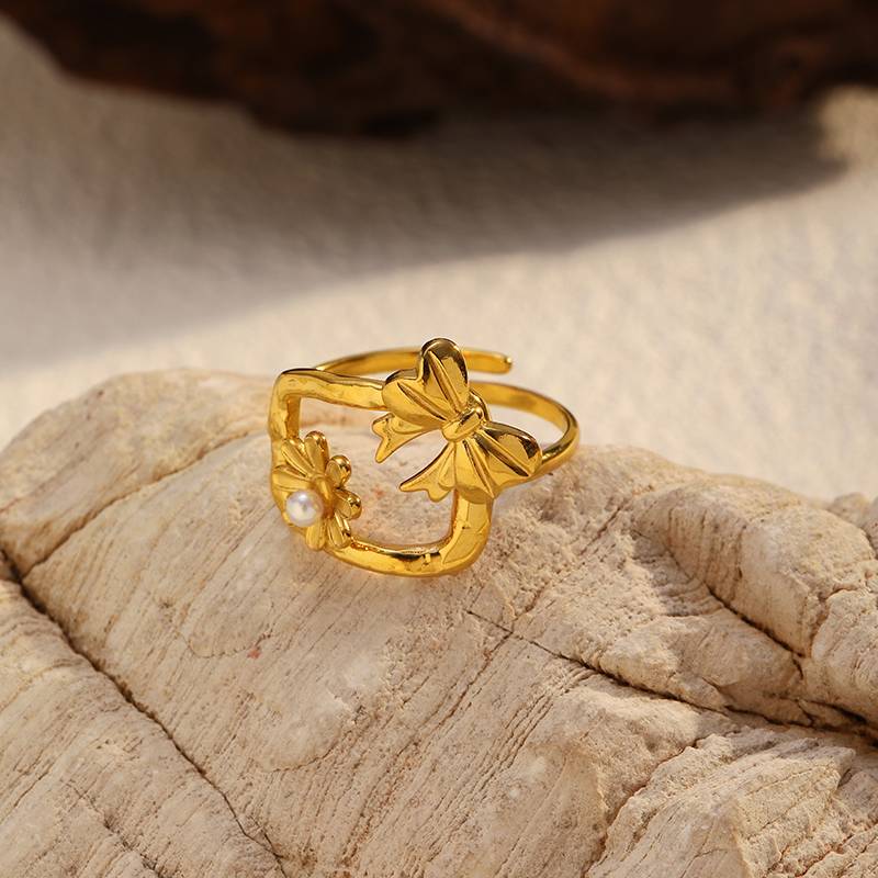 Dainty Stainless Steel Ring for Women with Floral Design