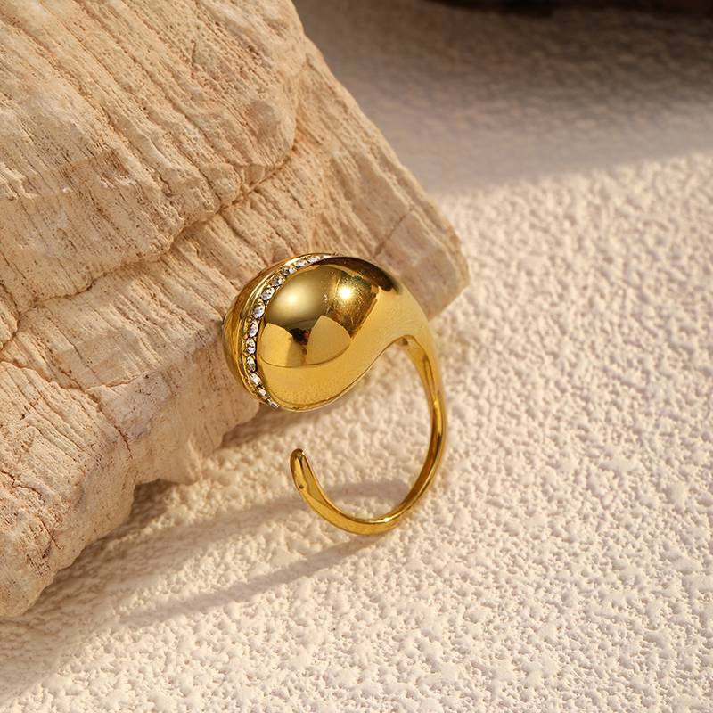 Gold Adjustable Stainless Steel Ring for Women