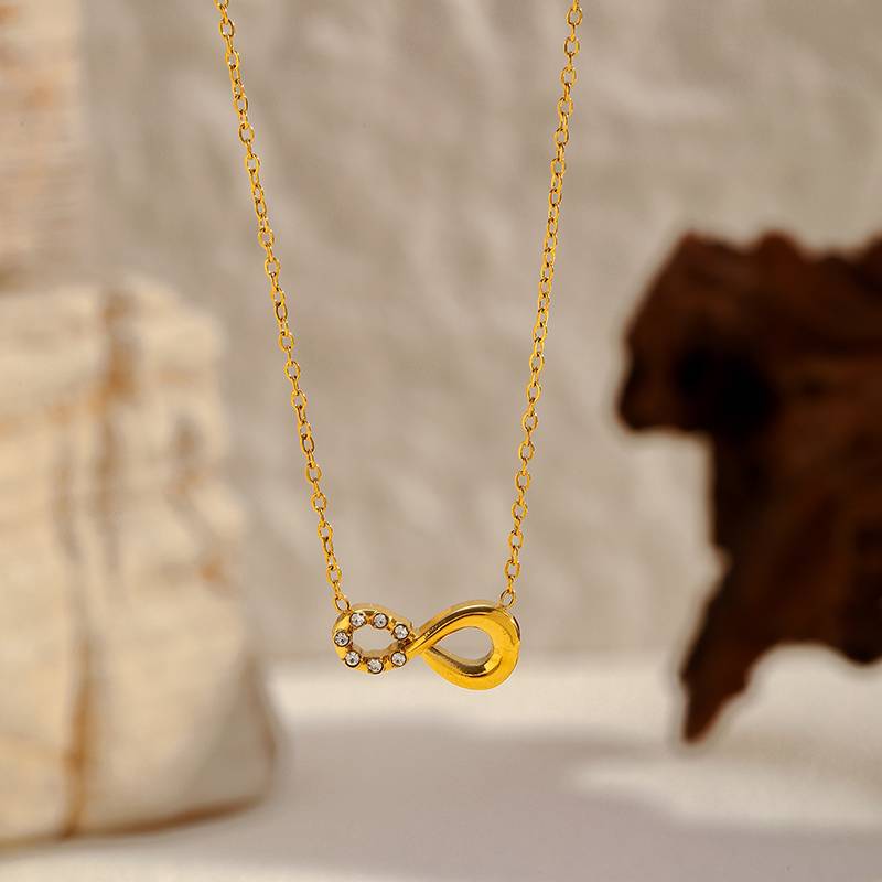 Gold Stainless Steel Infinity Necklace for Women