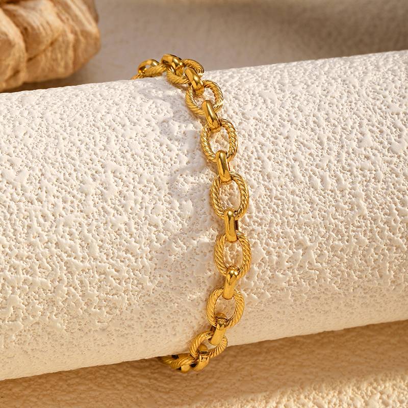 Gold Stainless Steel Rope Chain Bracelet for Women