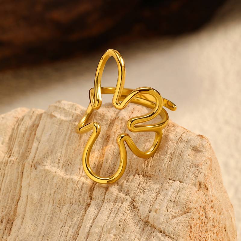 Minimalist Gold Stainless Steel Ring for Women | Flower Design Ring