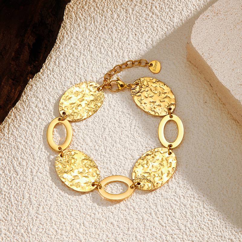 Adjustable Oval Link Stainless Steel Bracelet by Lonceen