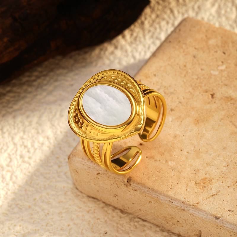 Gold Tone Stainless Steel Adjustable Ring for Women