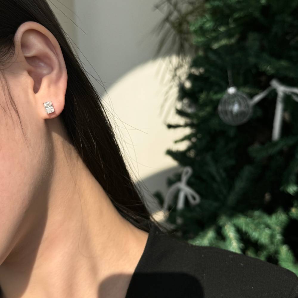 Chic and Luxe Moissanite Earrings in 925 Sterling Silver by Lonceen