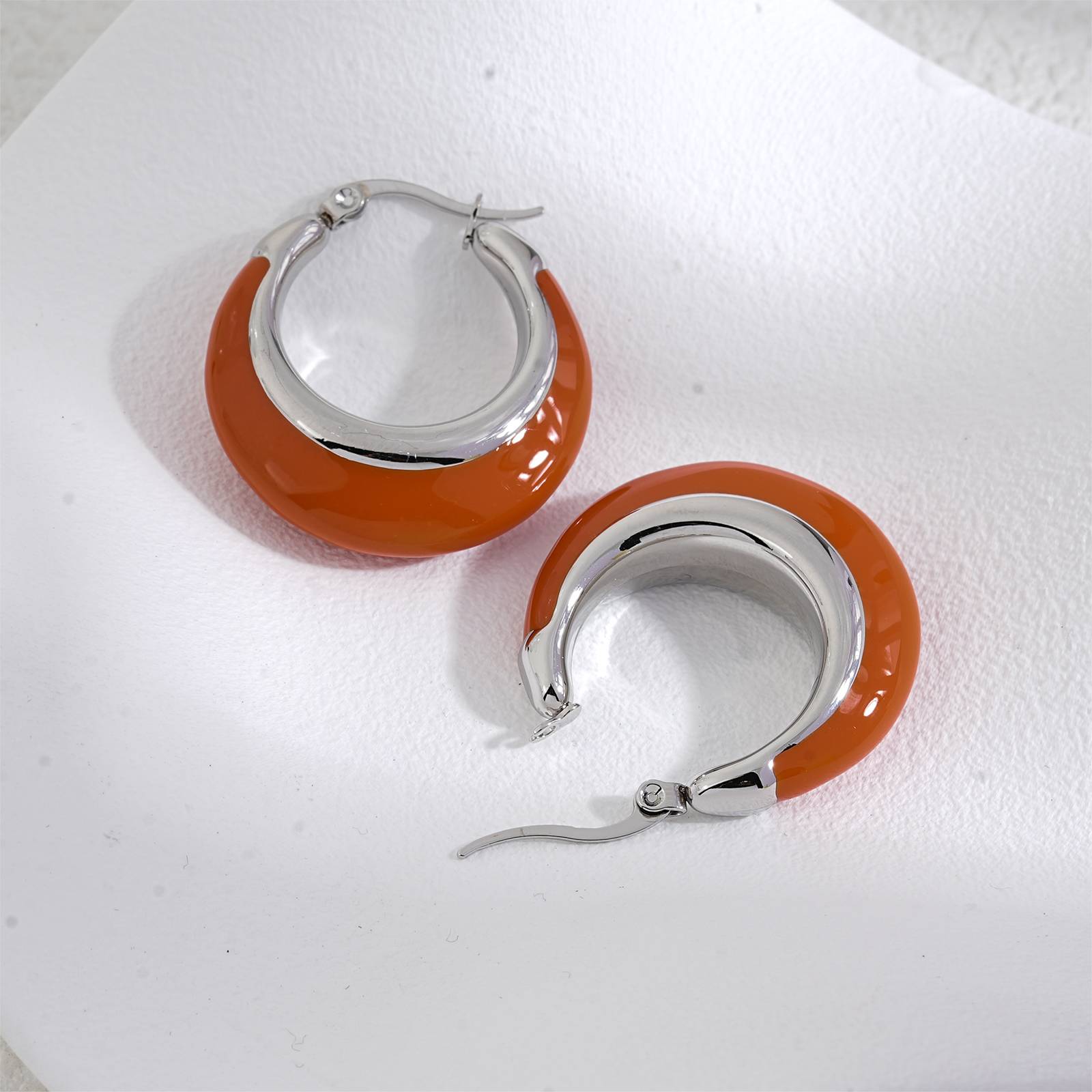 Lonceen Orange Stainless Steel Earrings for Women