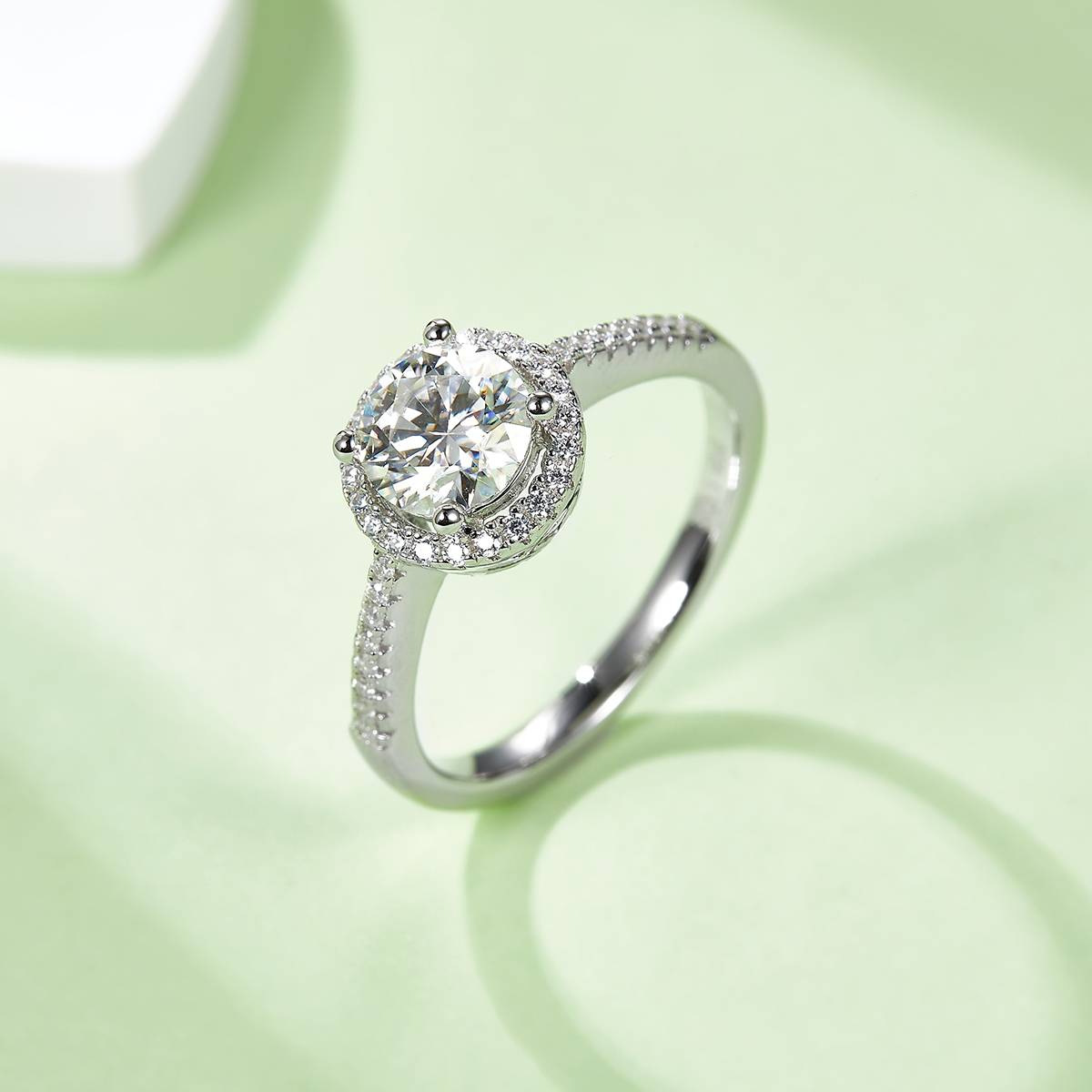 Luxury Round Halo Lab-Grown Diamond Ring in 925 Sterling Silver - Wholesale Wedding Rings