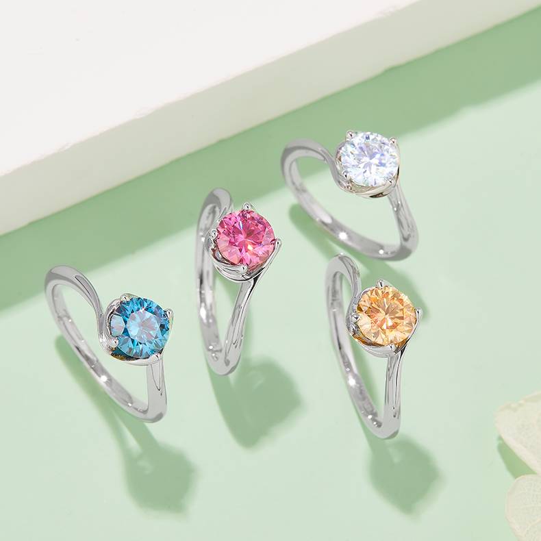 Lonceen Twist Arm Bud Lab Grown Diamond Ring 925 Sterling Silver Wholesale Wedding Ring