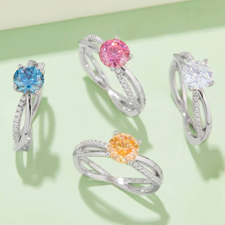 Lonceen Dual Band Lily Lab Grown Diamond Ring 925 Sterling Silver Wholesale Wedding Ring