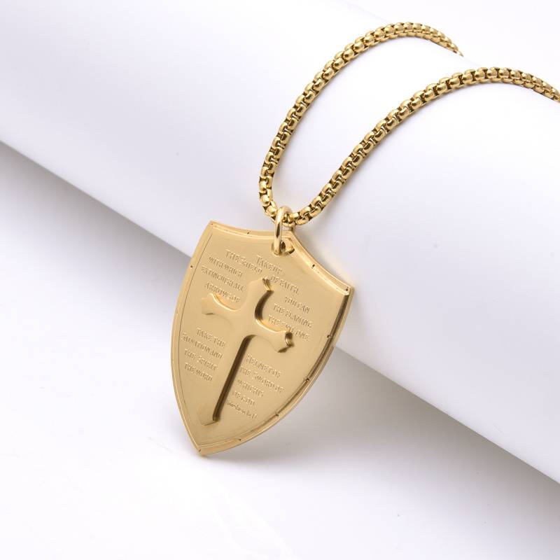 Men's Hip-hop Bulk Custom Punk Shield Pendant Cross Fashion Accessories Men's Necklace