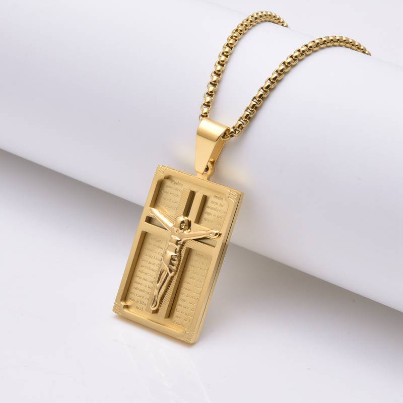 Cross pendant 18k stainless steel Christian prayer pendant necklace